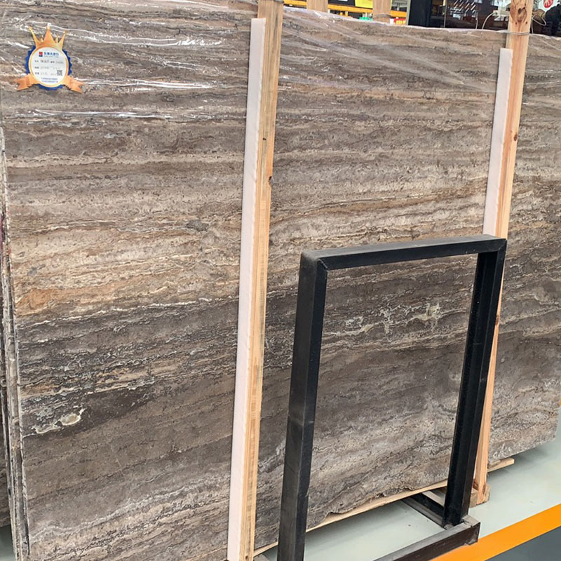 Proveedores de mármol de azulejo de losa de travertino gris plateado por encargo