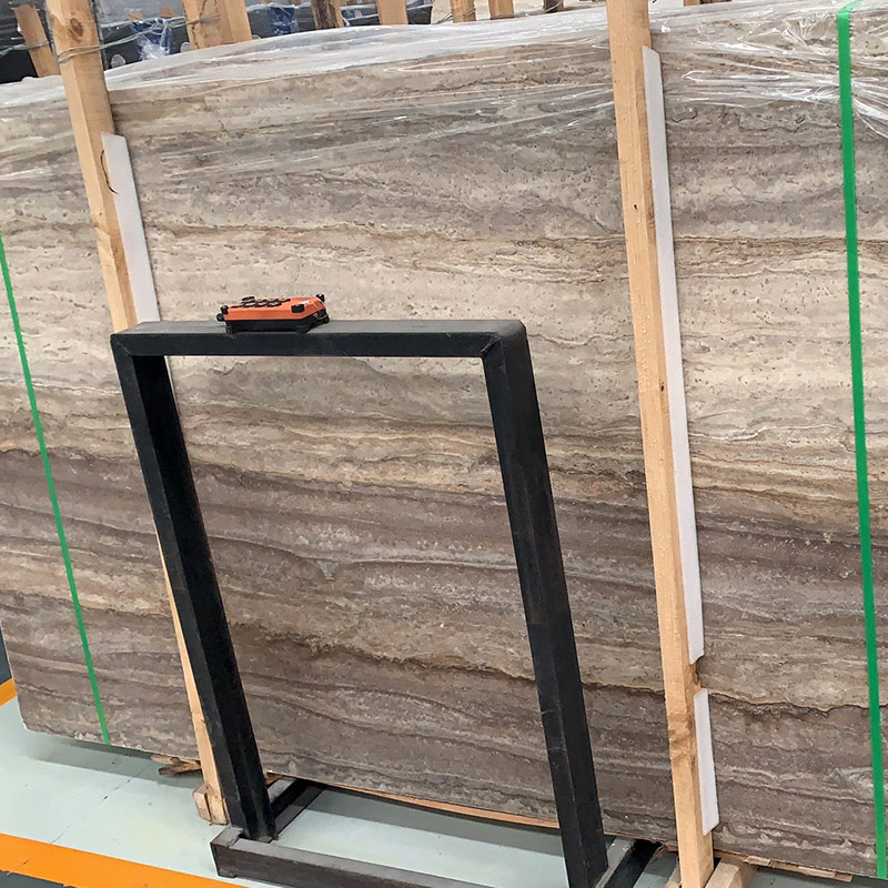 Proveedores de mármol de azulejo de losa de travertino gris plateado por encargo