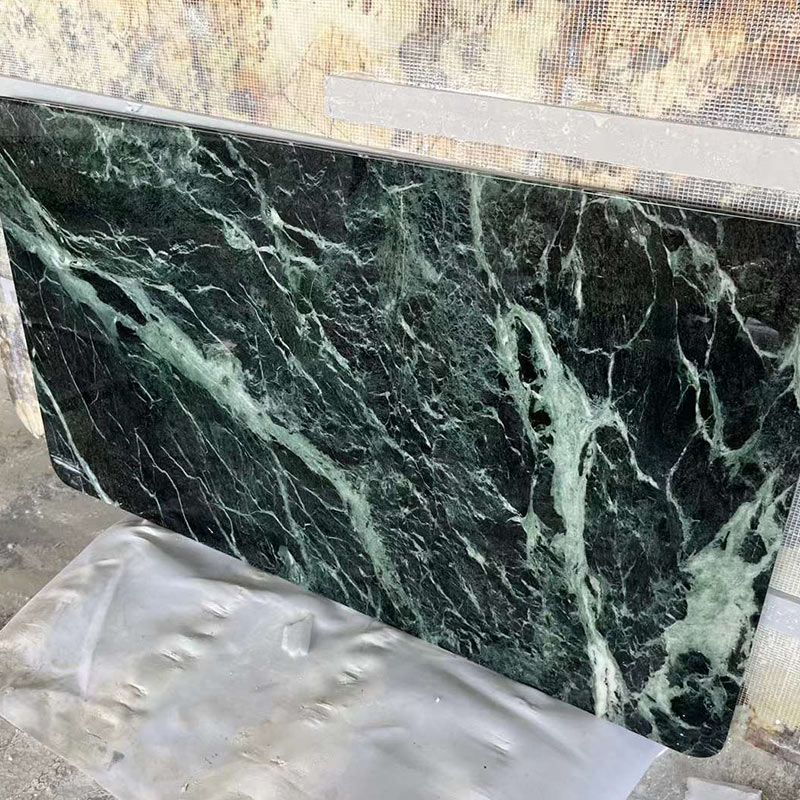 Encimeras de azulejos de losa de mármol verde Prada oscuro al por mayor