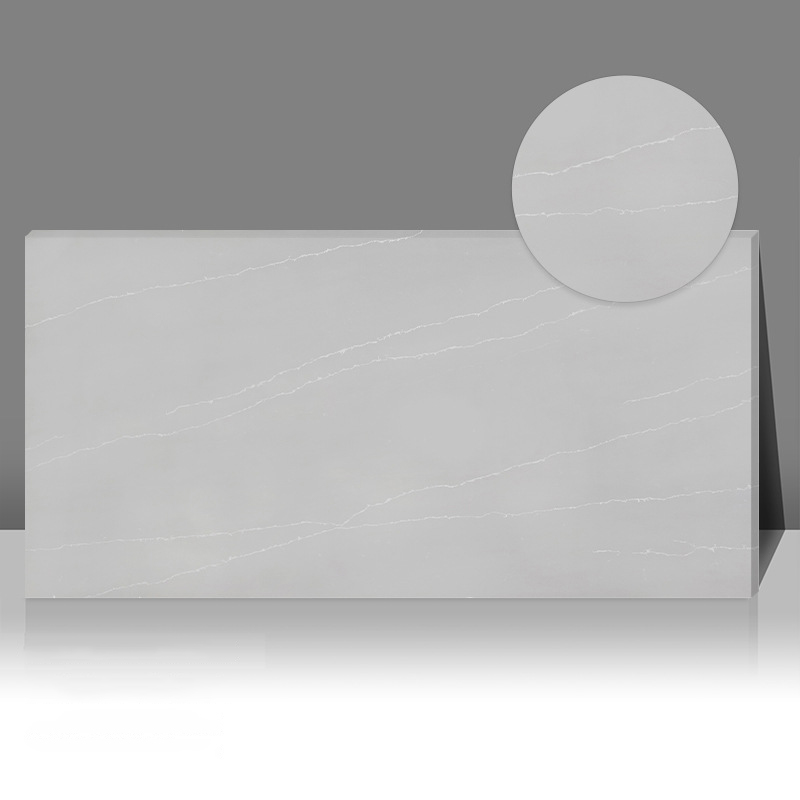 Proveedores de cocina de encimera de losa de cuarzo gris y blanco