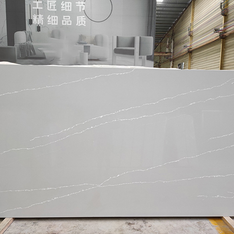 Proveedores de cocina de encimera de losa de cuarzo gris y blanco