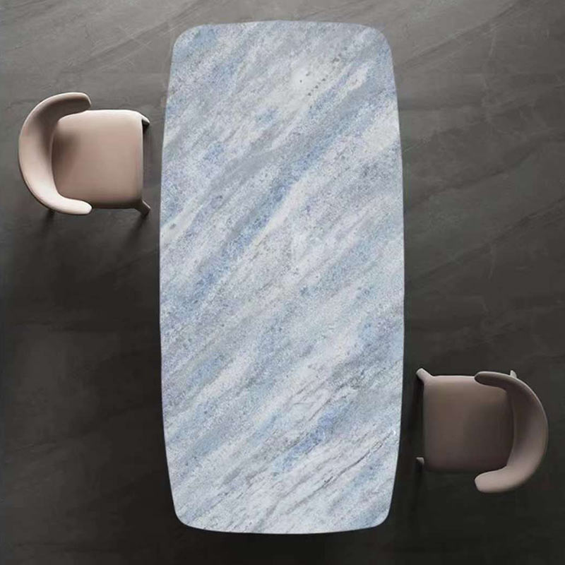 Mesa de losa de estilo nórdico con canicas de cristal Aura azul brasileño