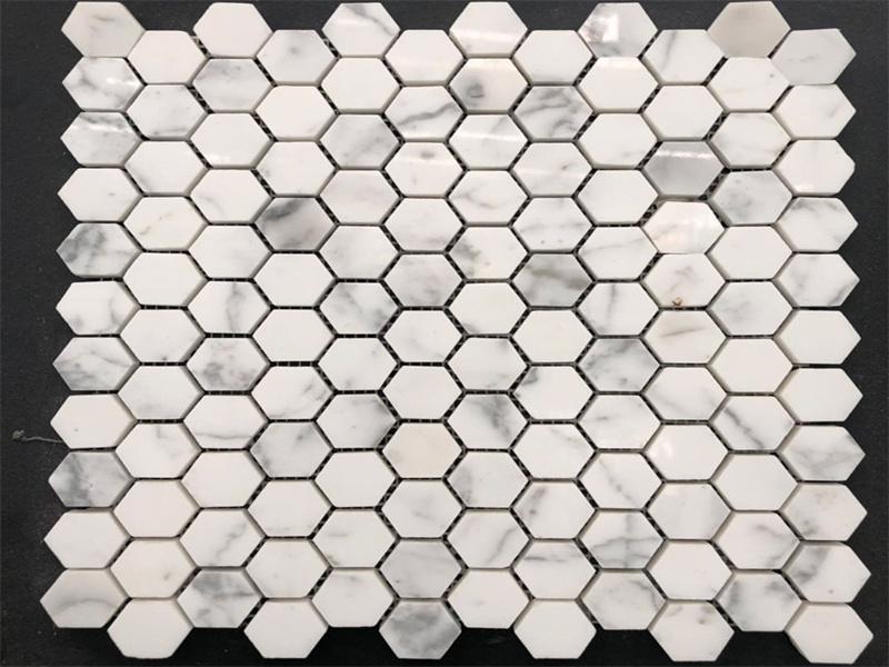 Calacatta mosaico blanco mármol azulejo protector contra salpicaduras Precelain al por mayor