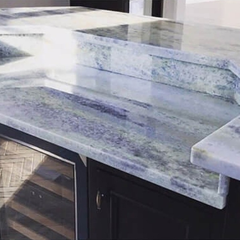 Encimeras de mesa de cocina de losas de mármol veteado púrpura