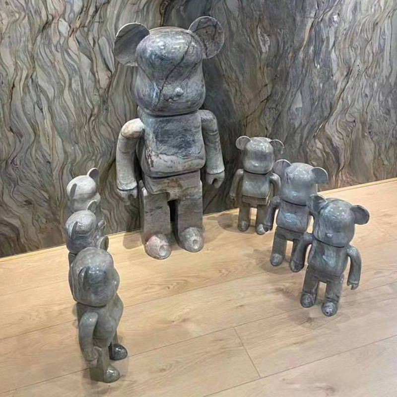 Estatuillas de animales de mármol de oso violento personalizar al por mayor