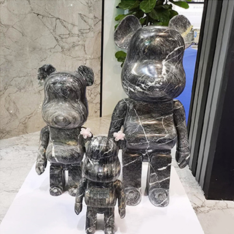 Estatuillas de animales de mármol de oso violento personalizar al por mayor