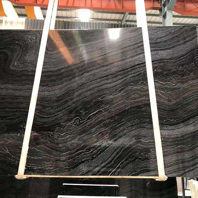 Proveedores de losas de baldosas de mármol de grano de madera antiguo negro