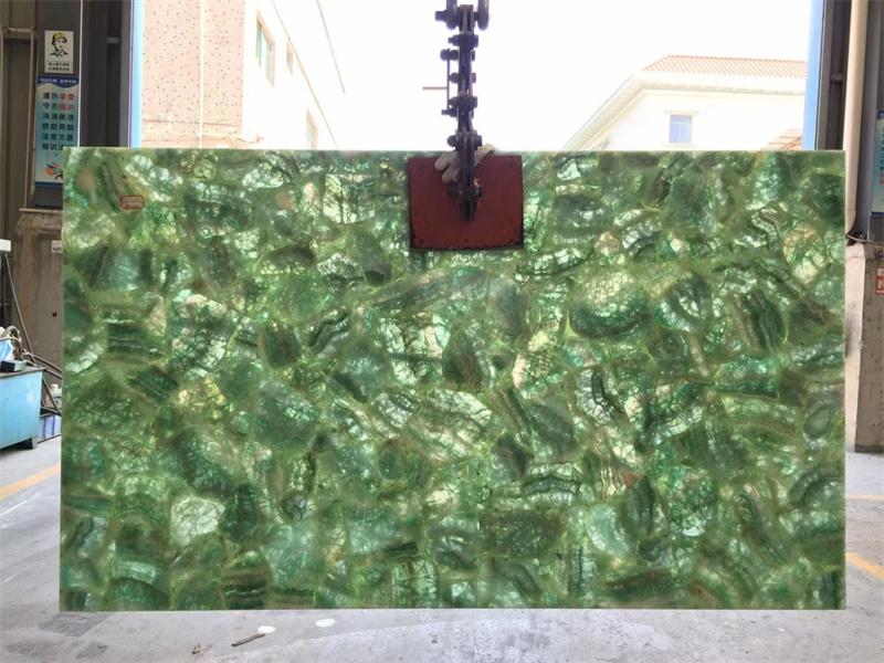 Losas de mármol de encimera de fluorita verde natural Piedra semipreciosa