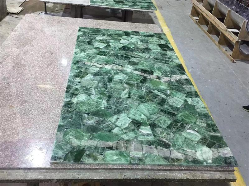 Losas de mármol de encimera de fluorita verde natural Piedra semipreciosa