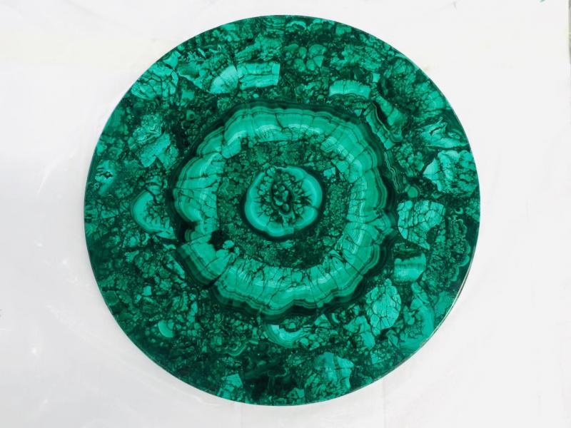 Encimeras de mesa redondas de losas de ónix de jade verde malaquita