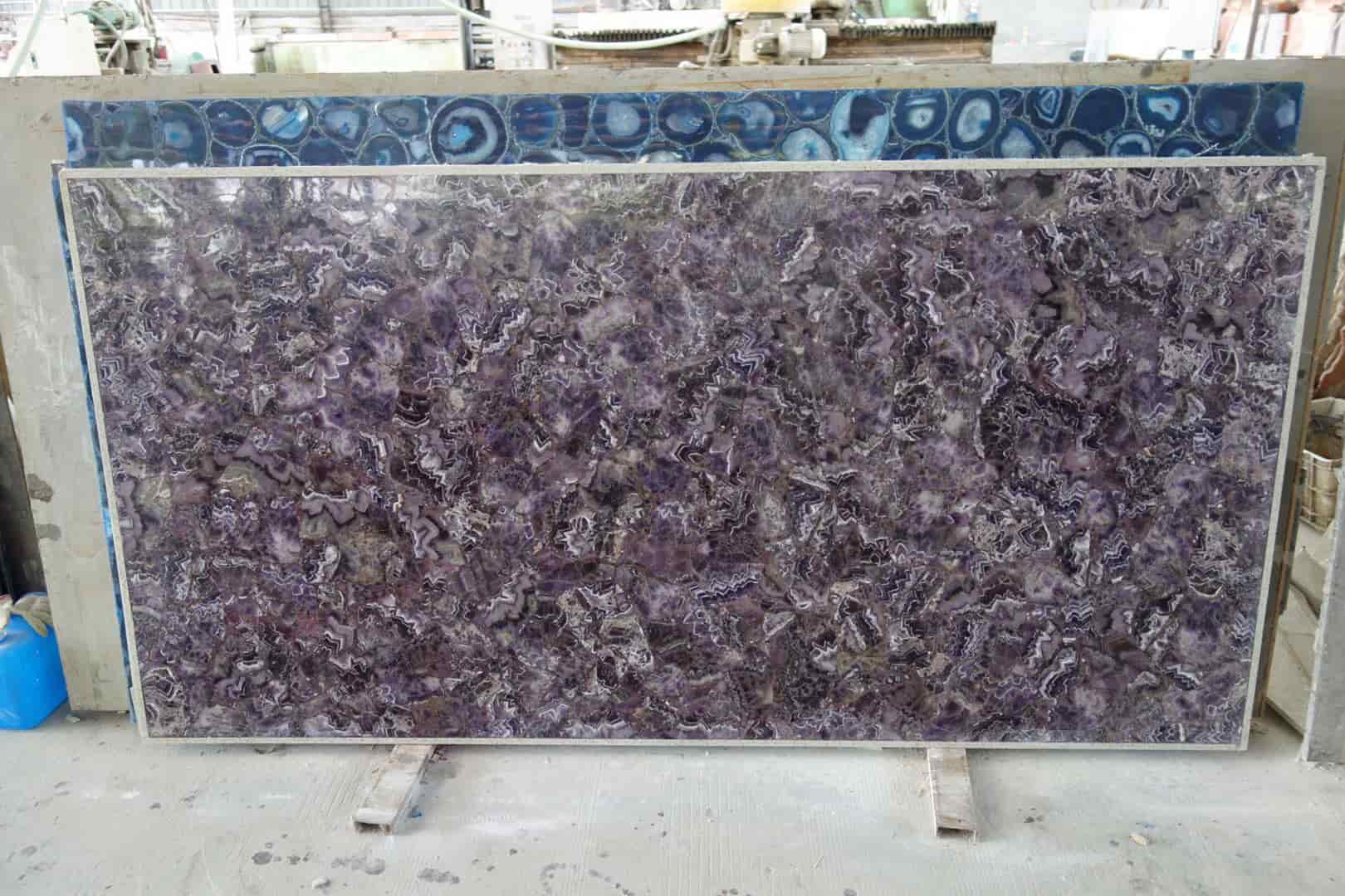 Proveedores de losas de piedras semipreciosas de cuarzo de cristal púrpura