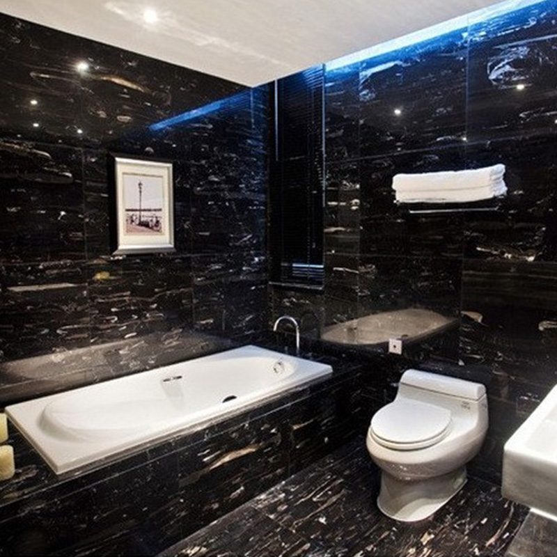 Azulejo de piso de baño de encimera de losa de mármol Marquina negro