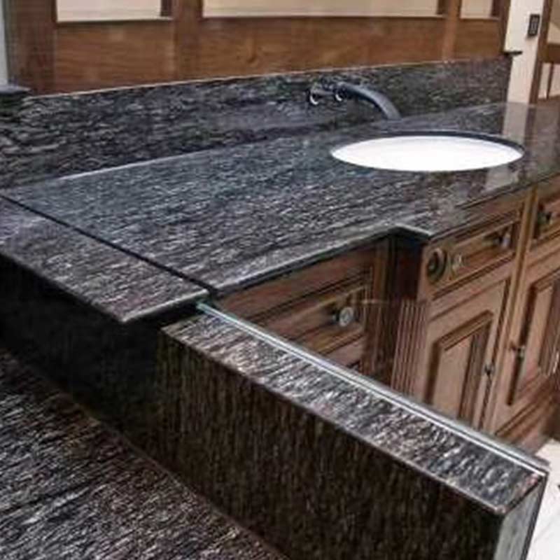 Granito negro con vetas blancas Encimera de losa de granito Meteor
