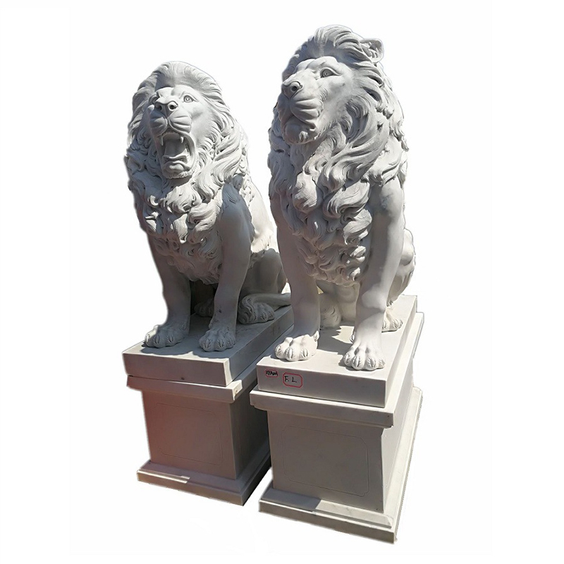 Proveedores de estatua de león de mármol blanco chino al por mayor