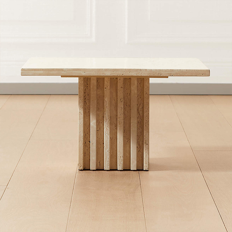 Mesa de centro de mármol travertino beige Mesa de comedor superior Personalizar