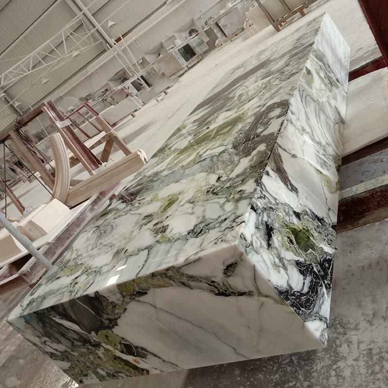 Azulejos de pared de encimeras de cocina de mármol verde esmeralda frío