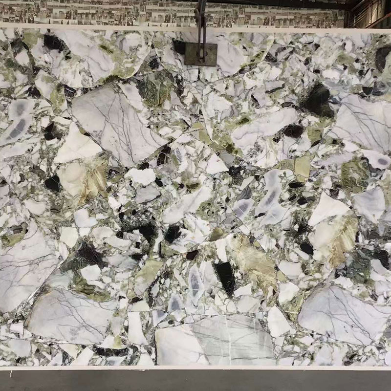 Azulejos de pared de encimeras de cocina de mármol verde esmeralda frío