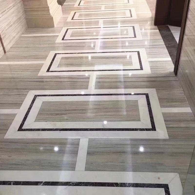 Escaleras de baldosas de mármol de grano de madera beige Piedra