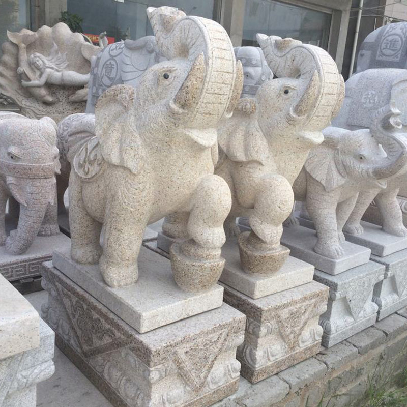 Estatua de elefante de granito de China Adornos de animales Piedra
