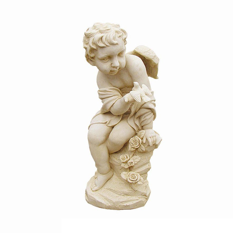 Estatuas de jardín de piedra de retrato de ángel de niño tallado en mármol