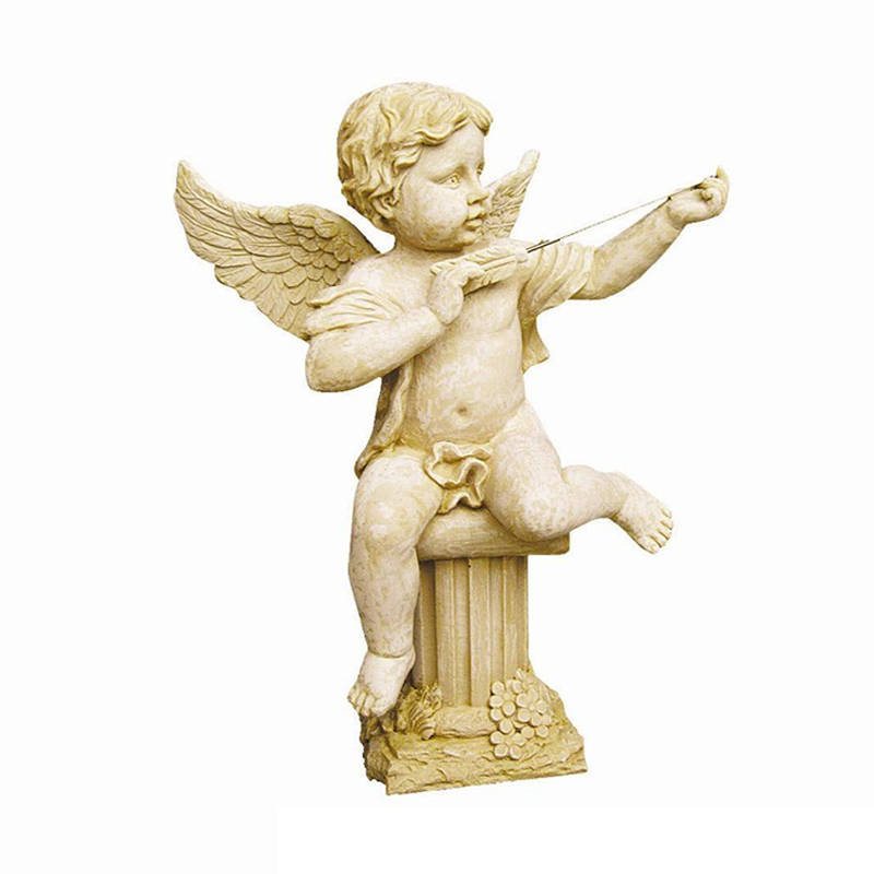 Estatuas de jardín de piedra de retrato de ángel de niño tallado en mármol