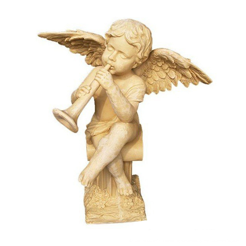 Estatuas de jardín de piedra de retrato de ángel de niño tallado en mármol