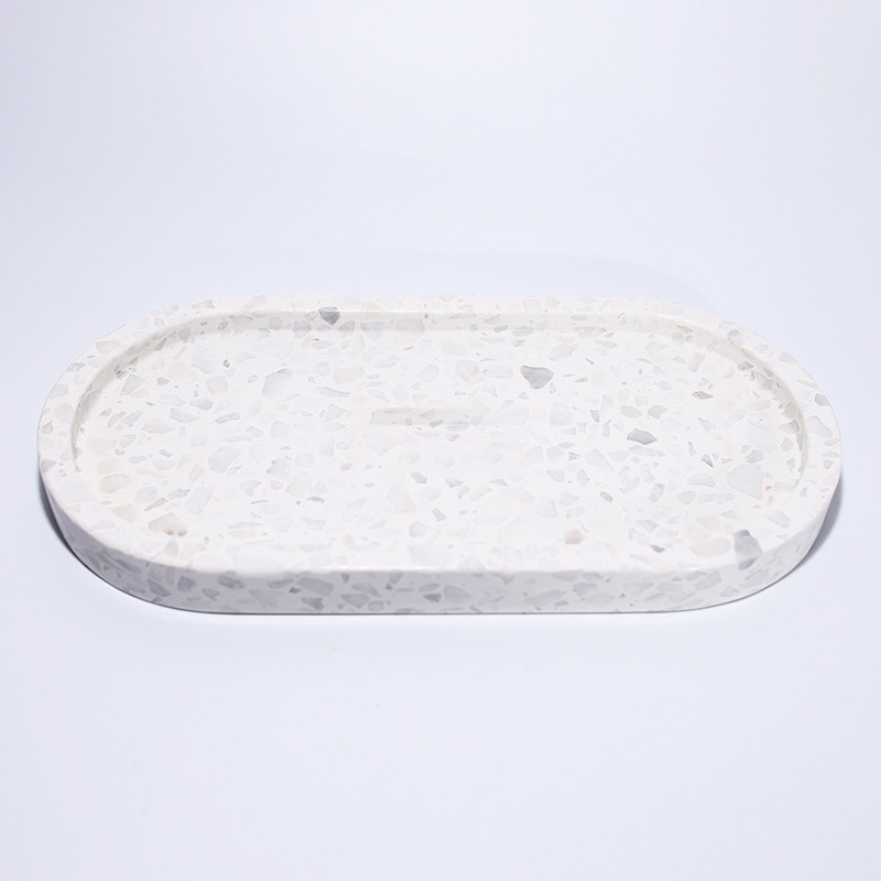 Bandeja Ovalada De Mármol Blanco