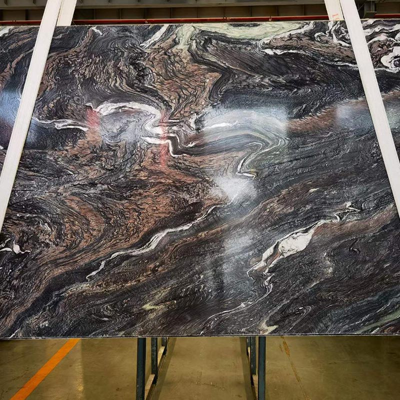 Mármol marrón púrpura con vetas de paisaje