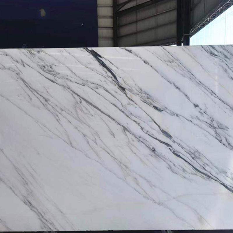 Mármol blanco de vidrio con vetas cian