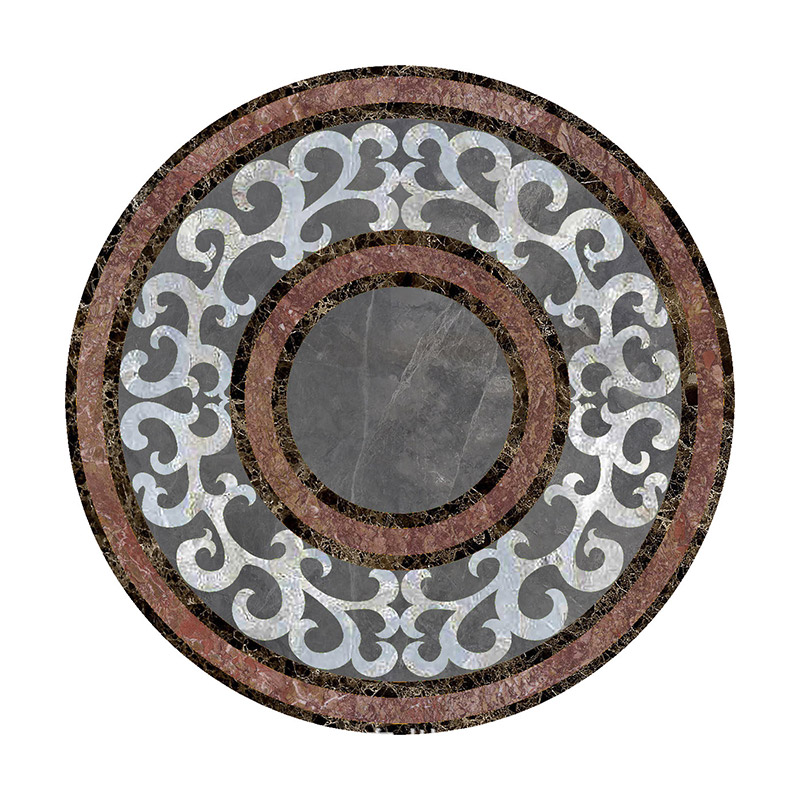 Mosaico de mármol redondo clásico de estilo chino.