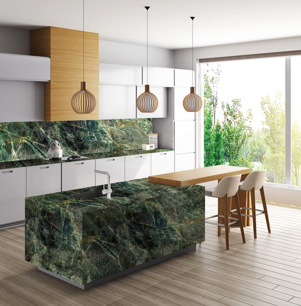 Granite Countertop with a Granite Backsplash