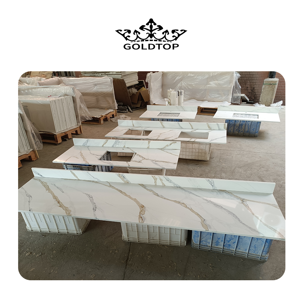 5066 Calacatta Fendy Quartz vanity tops