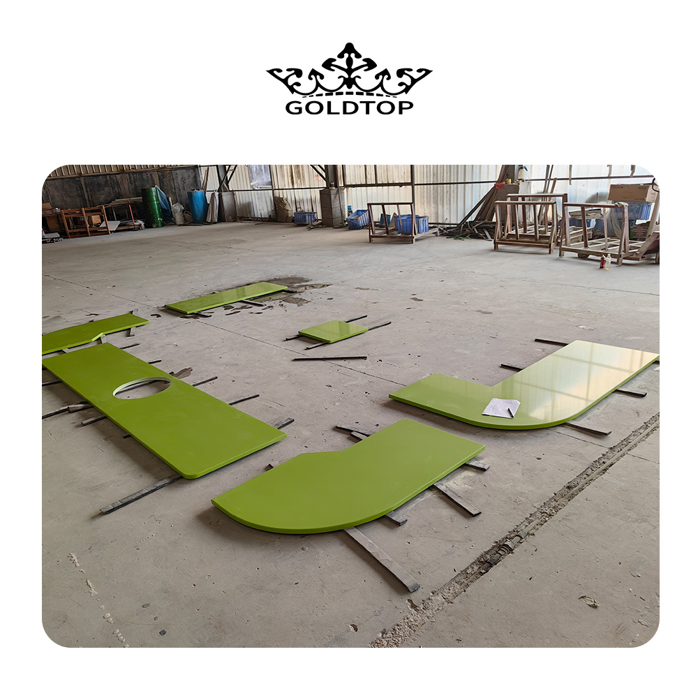 2010 Apple Green Quartz Countertop For Kitchen Bathroom
