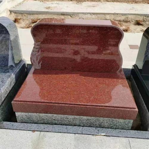 Red Brown Granite Headstone Flamed